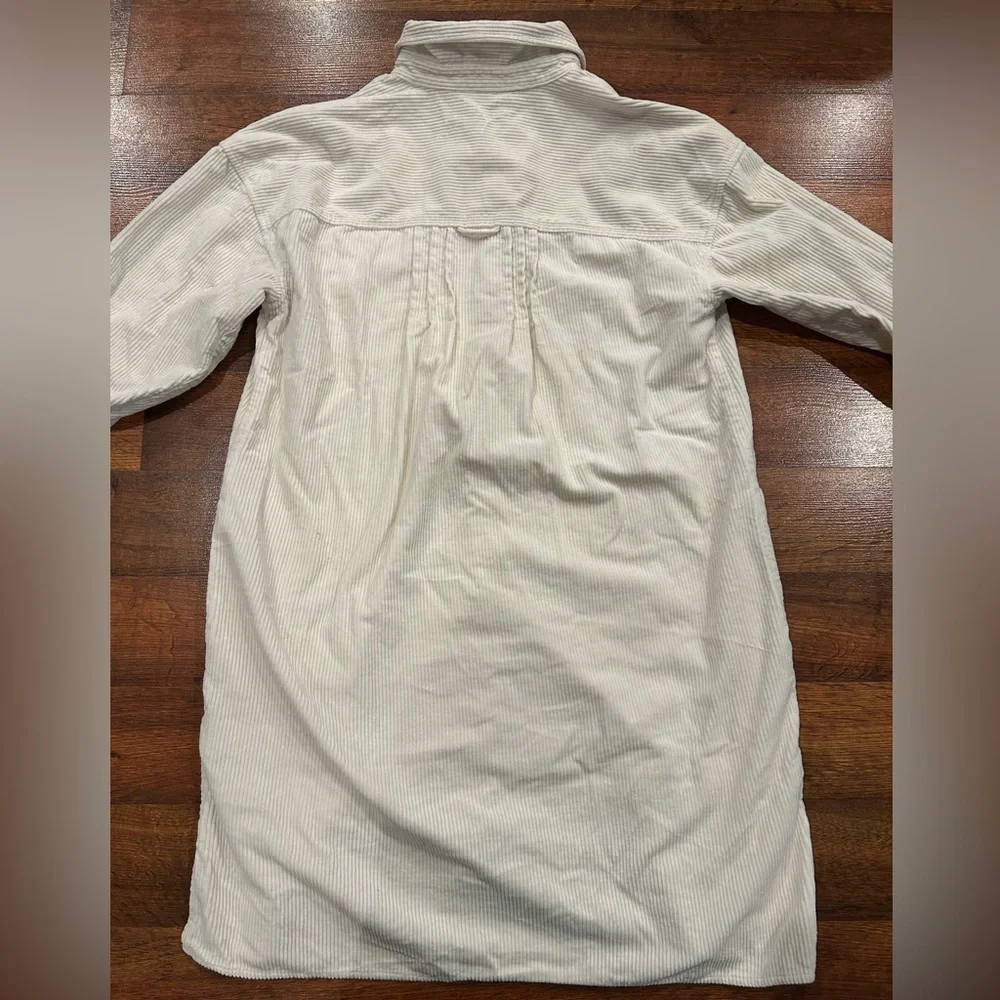 Madewell Womens Corduroy Mini Shirtdress Pockets Lighthouse Ivory Size Small